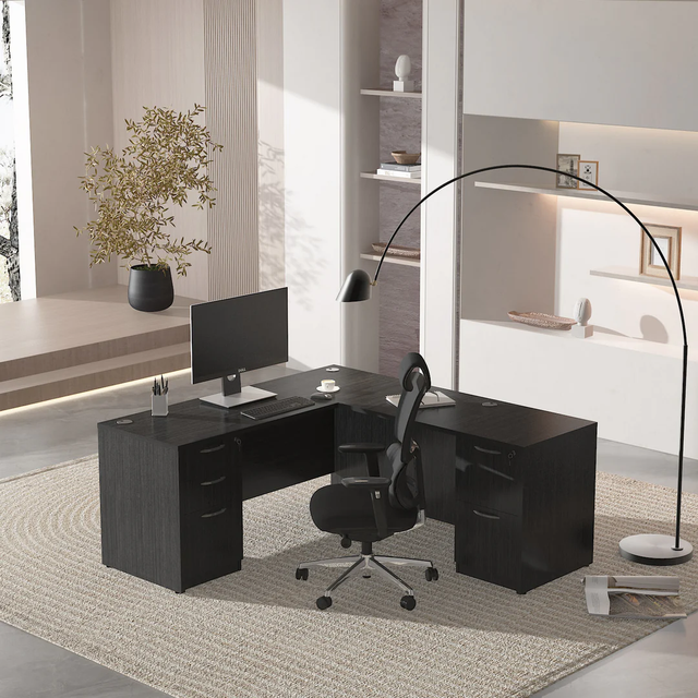 ALFA GINO Collection | Modern Rectangular Front L-shaped Executive Desk