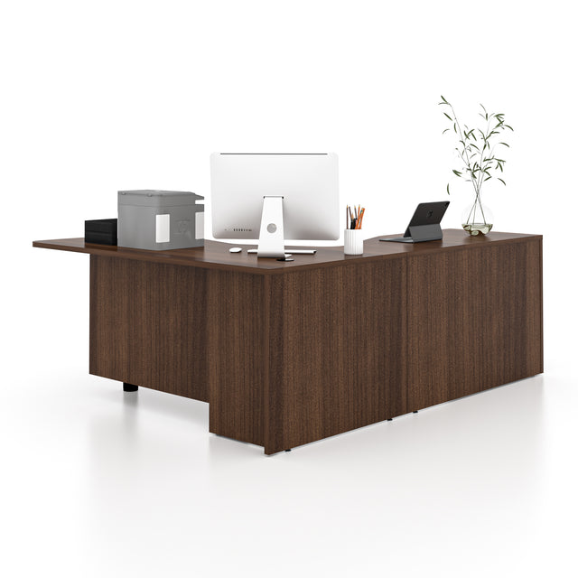 L-Shaped Executive Desk With 3-Drawer File Cabinet