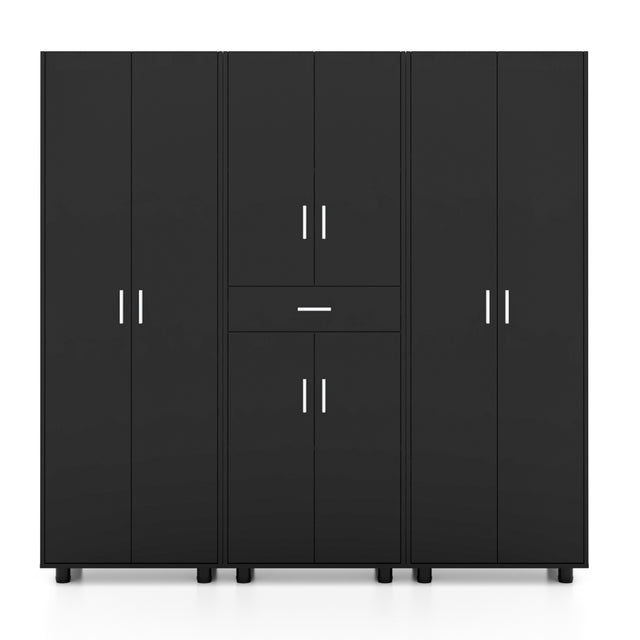 Garage Set 3 Pantry Storage Cabinet with 10 Utility Shelves, 70" Wooden Organization Garage Cabinet for Home Office Utility Room