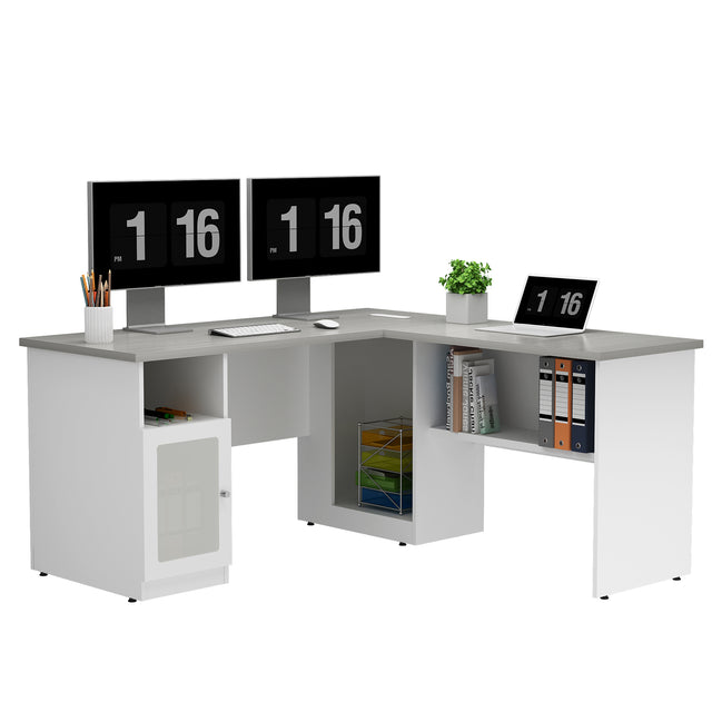 L Shaped Office Executive Desk With Open Compartments