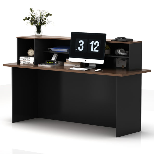 Rectangle Manufactured Wood Reception Desk With Open Shelves