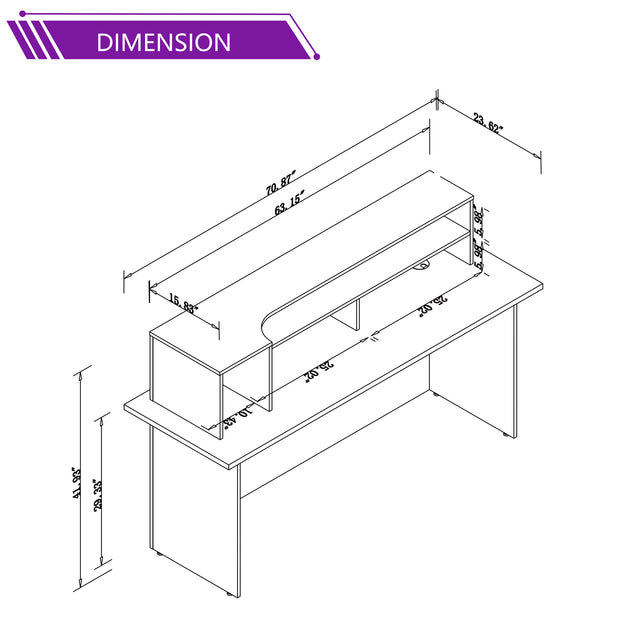 Rectangle Manufactured Wood Reception Desk With Open Shelves