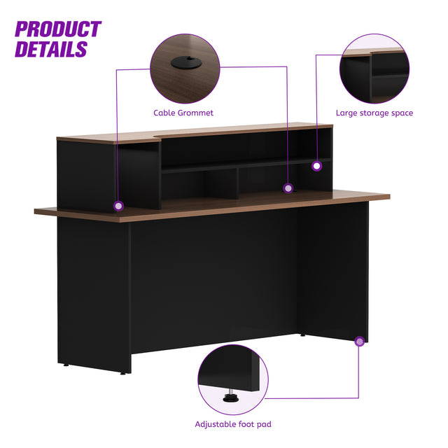 Rectangle Manufactured Wood Reception Desk With Open Shelves