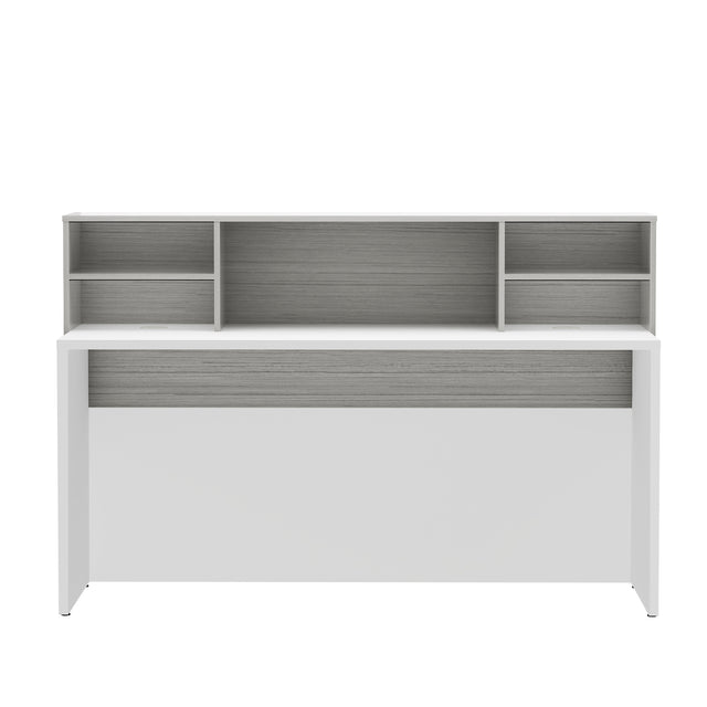 Modern Manufactured Wood Reception Desk With Open Shelves