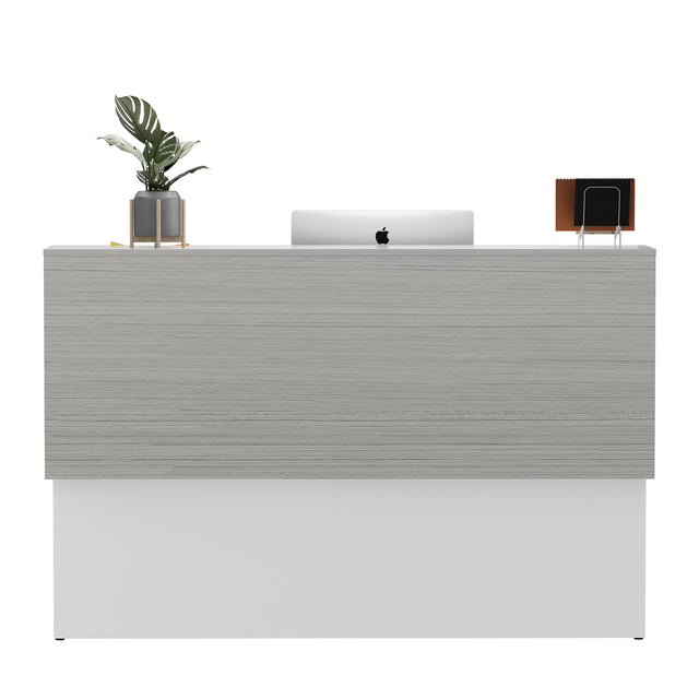 Modern Manufactured Wood Reception Desk With Open Shelves