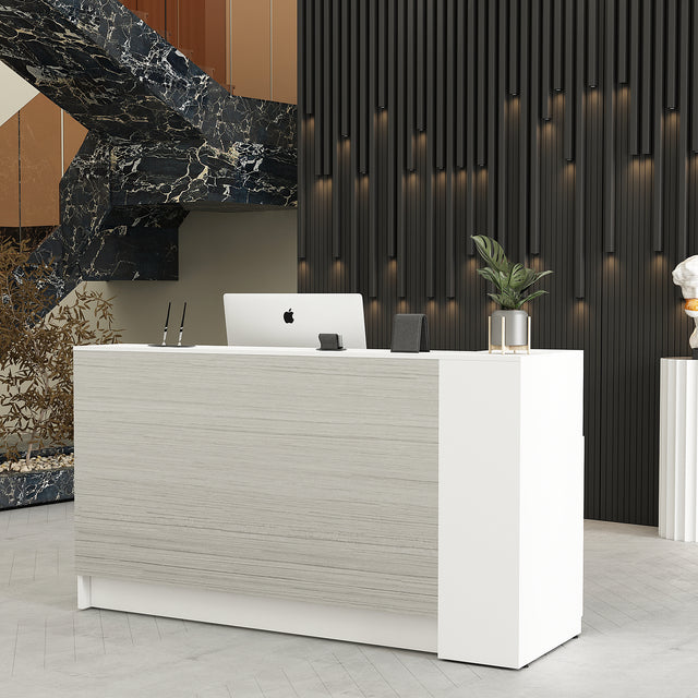 Manufactured Wood Reception Desk With Filing Cabinet