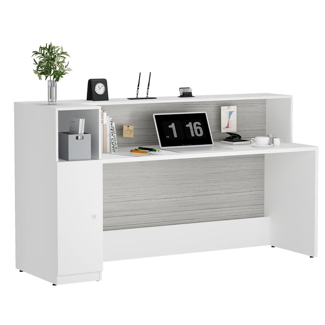 Manufactured Wood Reception Desk With Filing Cabinet