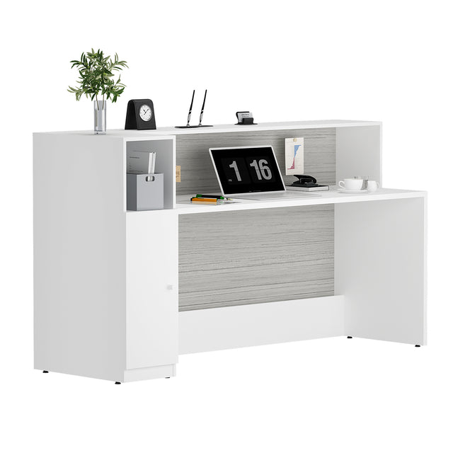 Manufactured Wood Reception Desk With Filing Cabinet