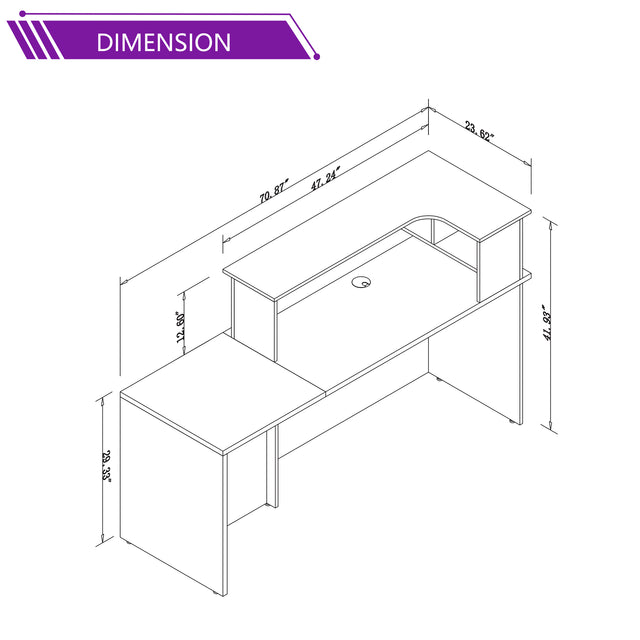 Rectangle Wood Reception Desk With Multi-Layers Storage Compartments