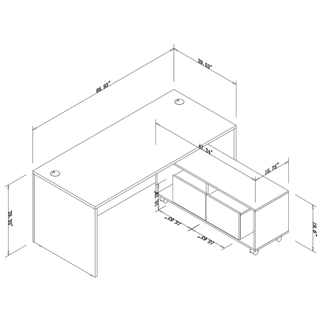 66.93" Executive Desk With A Mobile Cabinet