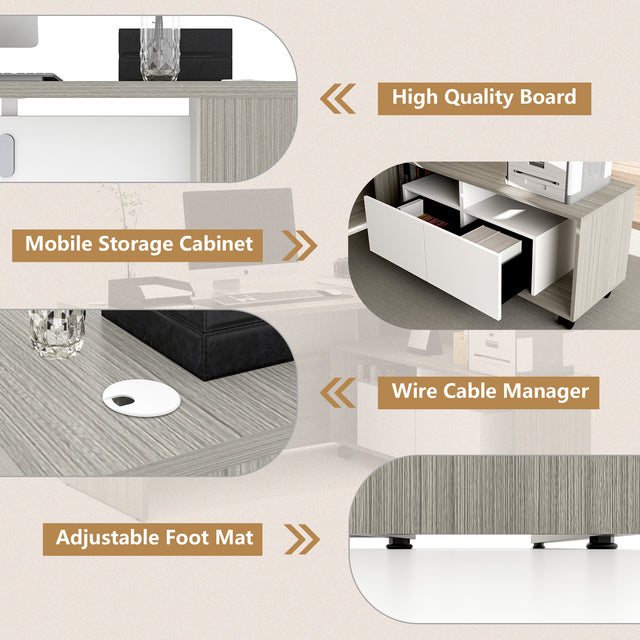 66.93" Executive Desk With A Mobile Cabinet