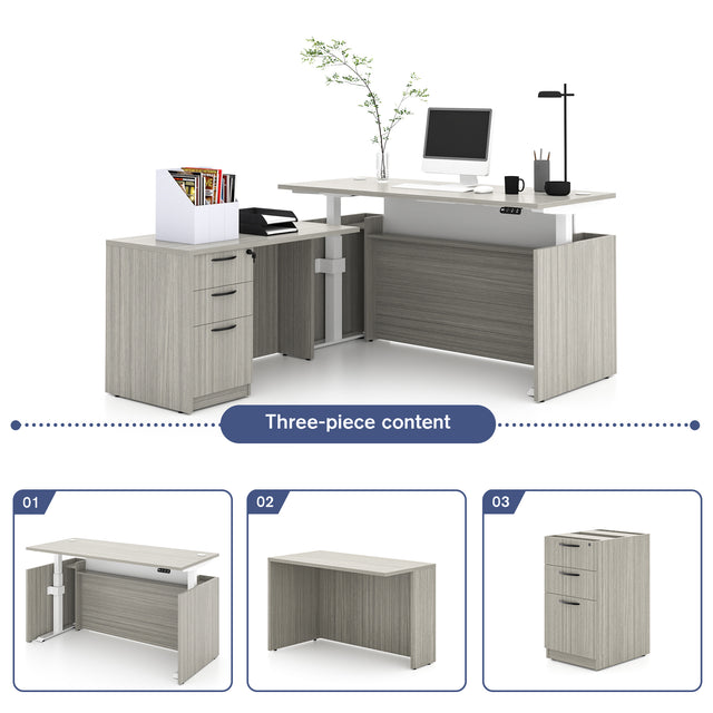 Height Adjustable L-Shaped Standing Desk