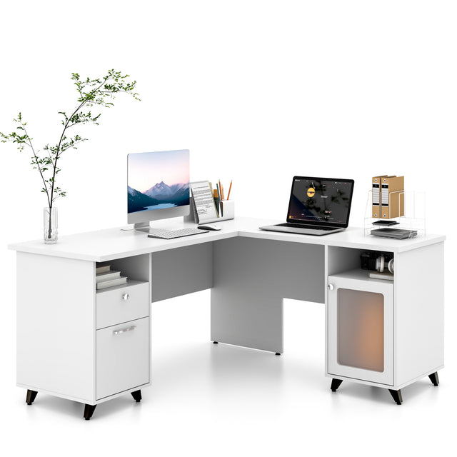 60'' L-Shaped Executive Desk With Drawer