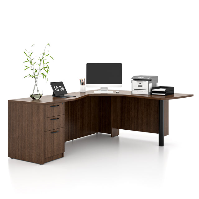 L-Shaped Executive Desk With 3-Drawer File Cabinet