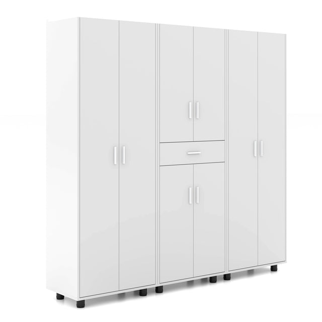 Garage Set 3 Pantry Storage Cabinet with 10 Utility Shelves, 70" Wooden Organization Garage Cabinet for Home Office Utility Room