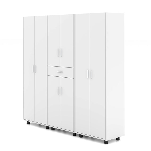 Garage Set 3 Pantry Storage Cabinet with 10 Utility Shelves, 70" Wooden Organization Garage Cabinet for Home Office Utility Room