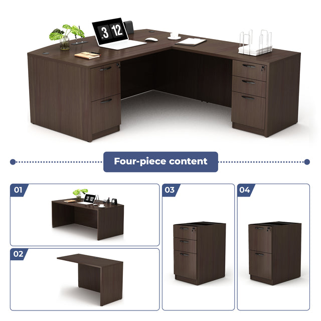 GINO Collection | Modern Bow Front L-shaped Executive Desk