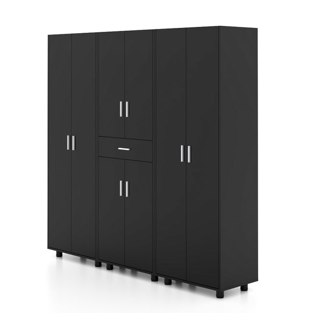 Garage Set 3 Pantry Storage Cabinet with 10 Utility Shelves, 70" Wooden Organization Garage Cabinet for Home Office Utility Room