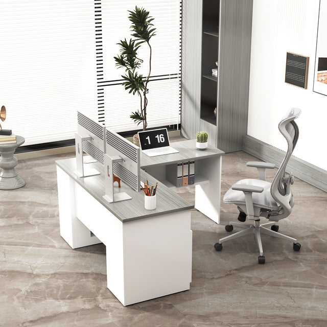 L Shaped Office Executive Desk With Open Compartments