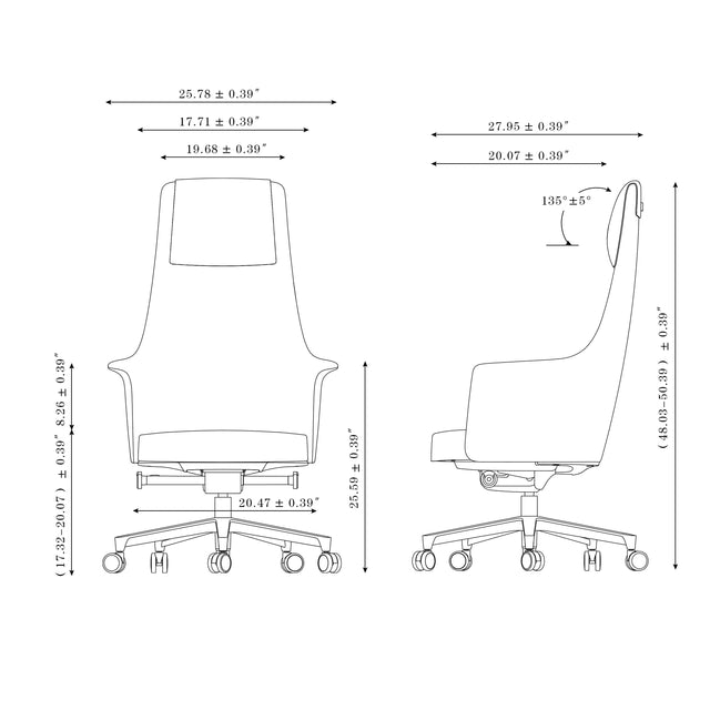 ALFA Ergonomic Executive High-end Leather Office Chair, Headrest Height Adjustable, Blue/Amber