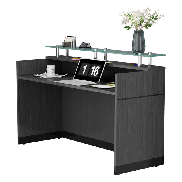 2 Person Rectangle Glass Reception Desk