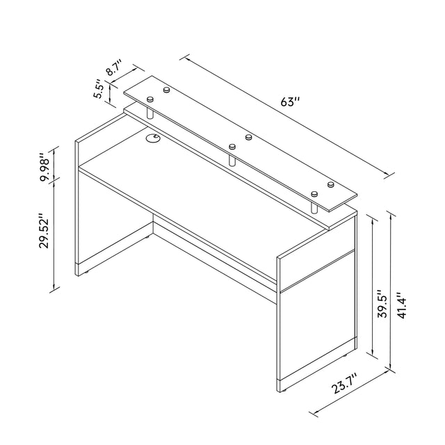 2 Person Rectangle Glass Reception Desk