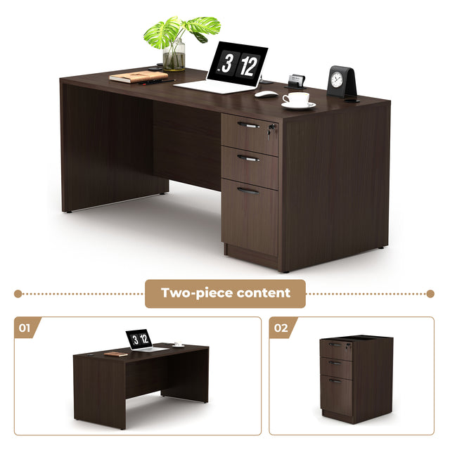 GINO Collection | Rectangular Executive Desk with 3 Drawer Cabinet