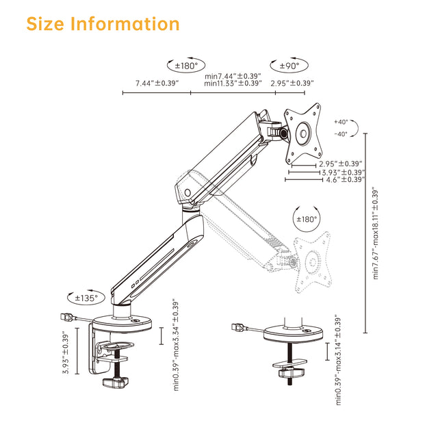 RGB Lighting Gaming Monitor Arm with BUILT-IN CONTROL BUTTON