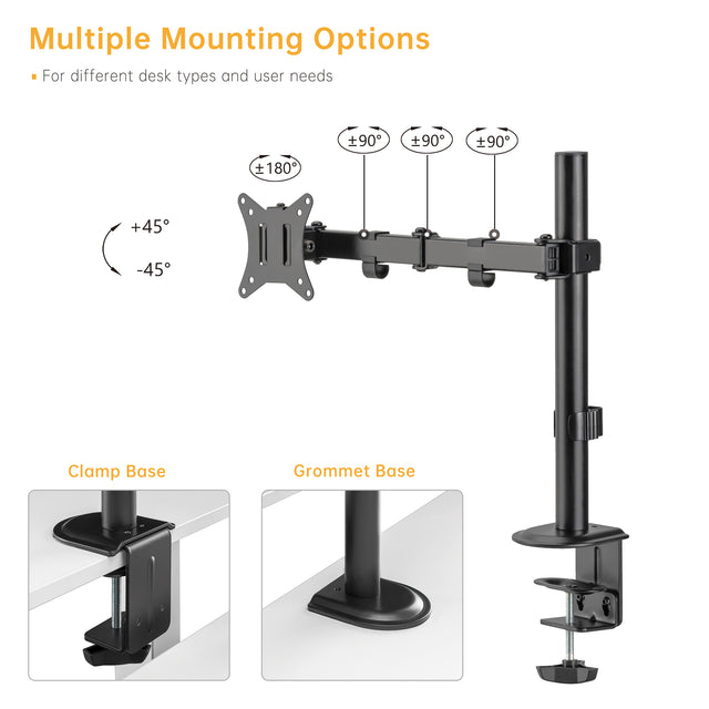 SINGLE-MONITOR STEEL ARTICULATING MONITOR MOUNT