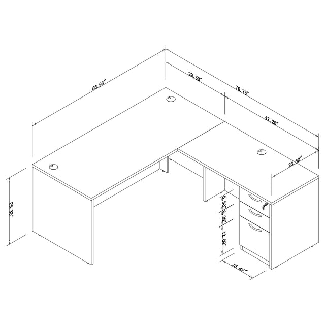 L-Shaped Executive Desk With File Cabinet For Home Office